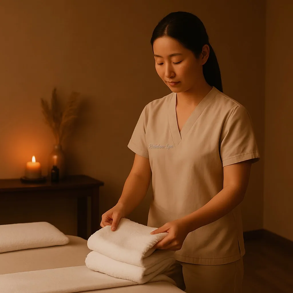 A comfortable massage setup at Rainbow Spa