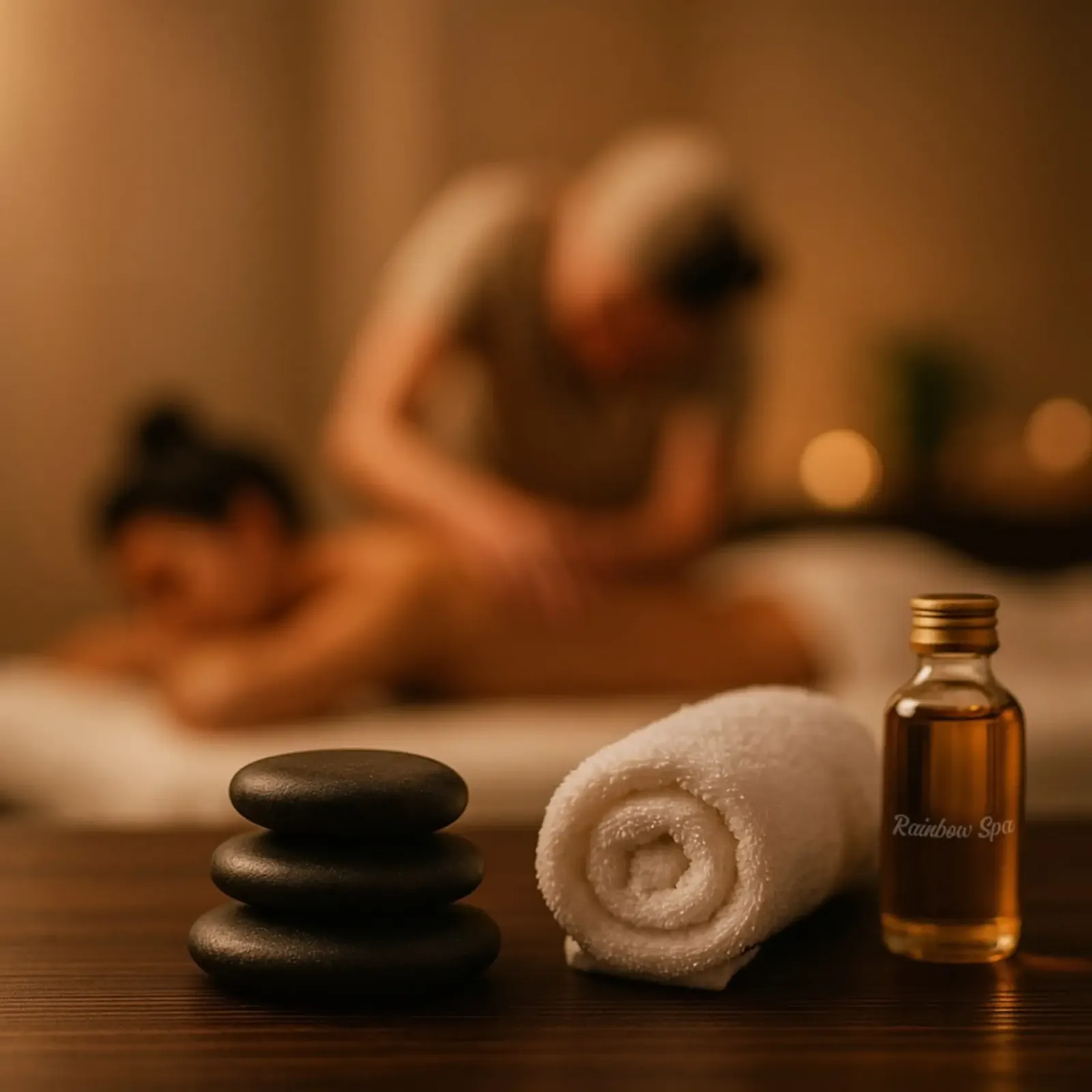 A calm private treatment room at Rainbow Spa