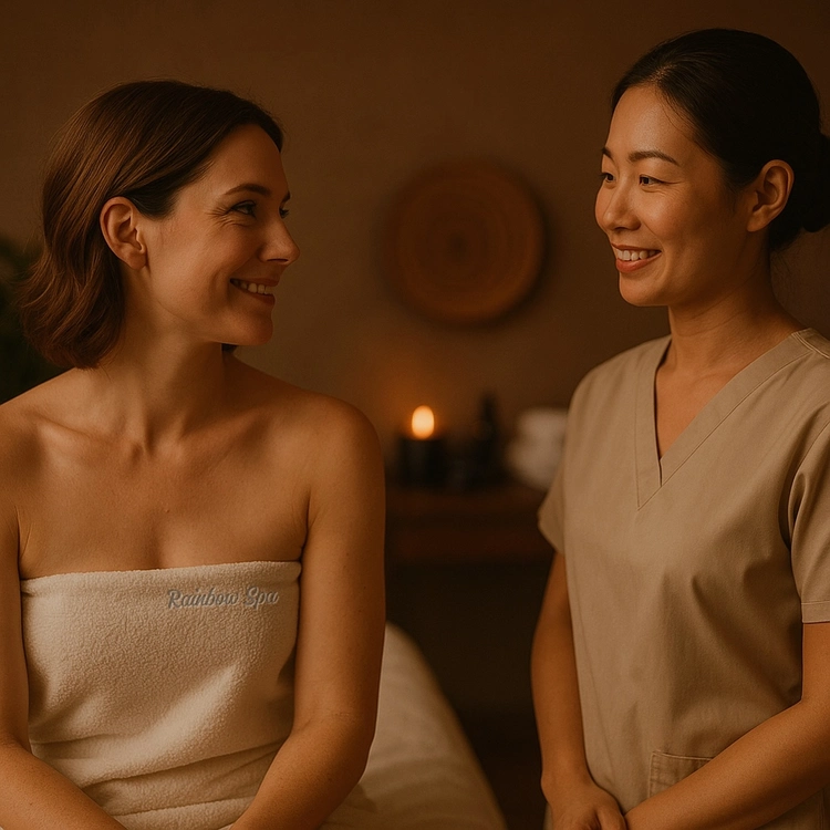 Serene spa scene representing Rainbow Spa’s holistic philosophy