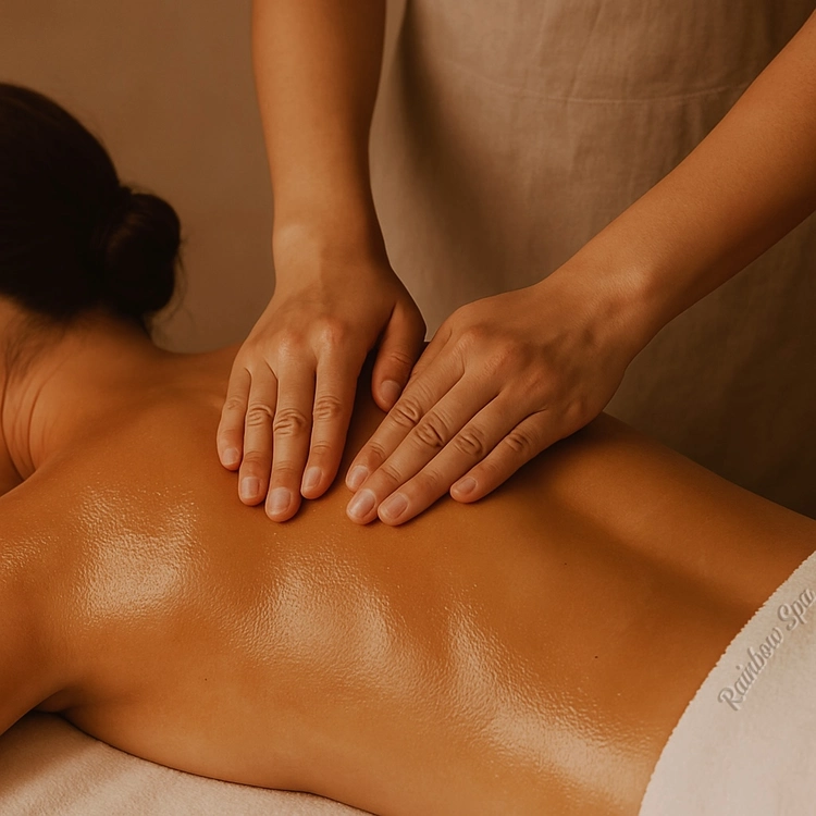Warm oil massage promoting skin hydration and stress reduction